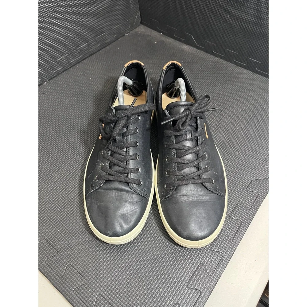 ECCO Soft 7 Sneakers 11 Extra Width‎ Black Leather Lace Up Casual Low Top Shoes